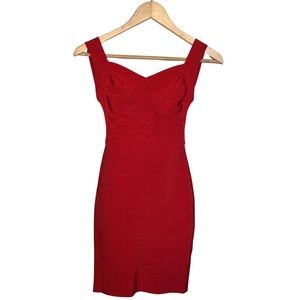Herve Leger inspired red bandage dress.